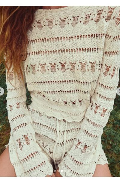 K-ODEA BUTİK Women's Summer Knitwear Shorts Suit Summer Combination Transparent
