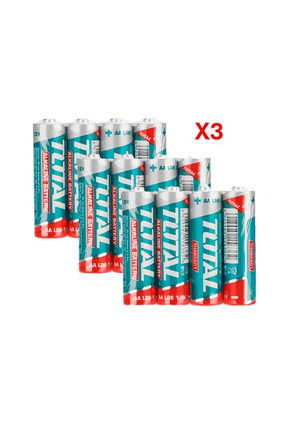 TOTAL 12 Pcs Alkaline Batteries 1.5v Lr03 Aaa - Thab3a01