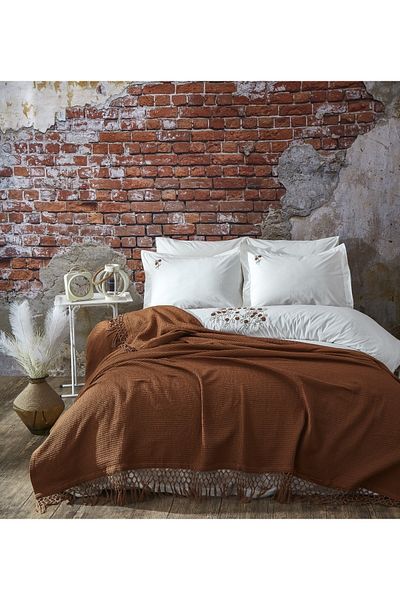 HUZUR ÇEYİZ Irina Handcrafted Fringed 7 Piece Pique Set
