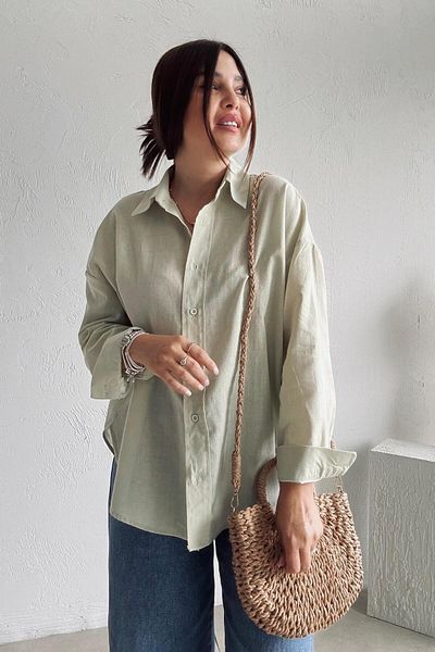 ELVAN TOLON Water Green Linen Shirt