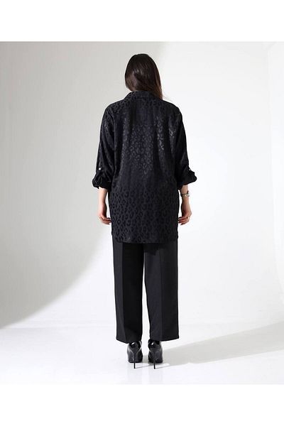Omka Moda Jacquard Fabric Shirt Pants Double Set