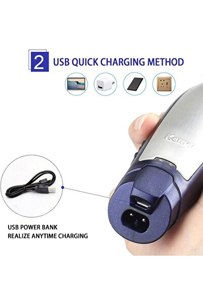 Kemei Men's Self-Cut Hair Trimmer Waterproof Cordless Rechargeable Hair Cutting Clippers Groomer wit