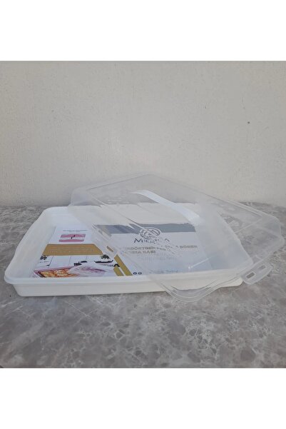 abnturk Dikdörtgen Kilitli Kapaklı Kek Börek Pasta Saklama Taşıma Kabı Borcam...