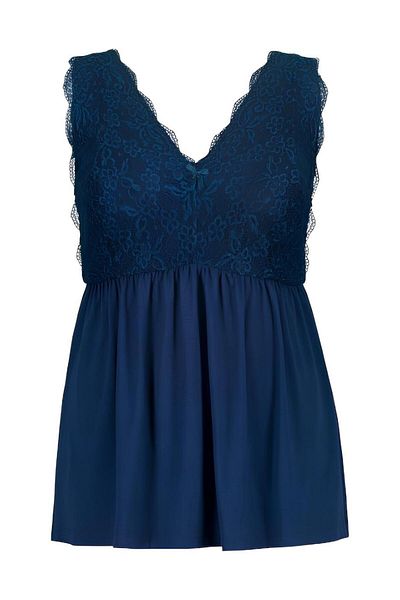 MAMAYAGA Women's V-Neck Lace Detail Strap Stylish Large Size Curve Viscose Nightgown Blouse