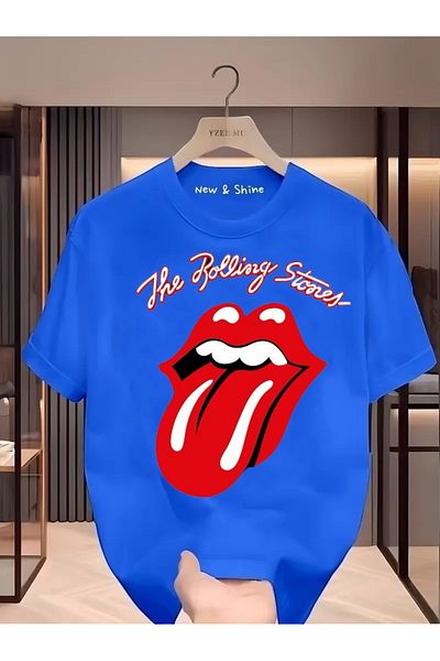 New Shine 1 tricou este un cadou pentru achiziții de 6 și mai sus în coș - Tricou oversize cu imprimeu Rolling Stones