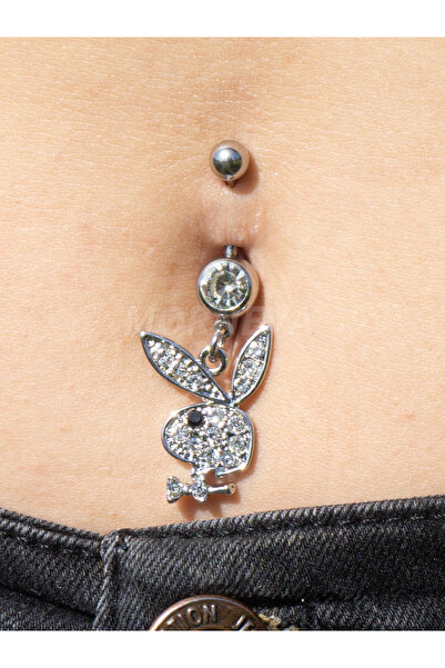MORNEVA Playboy Tavşan Çelik Göbek Belly Piercingi