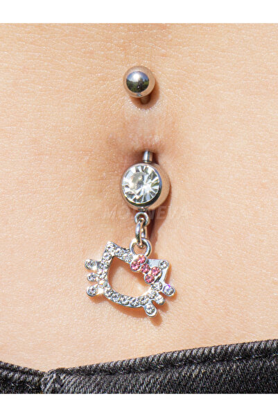 MORNEVA Hello Kitty Çelik Göbek Belly Piercingi