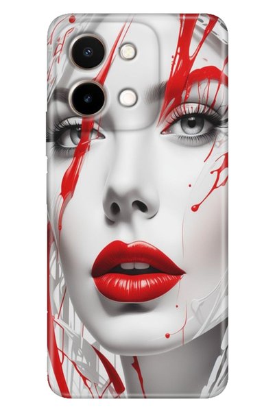 casetube Vivo Y28 Case 6.68 "Patterned Silicone Hd Cover Lady