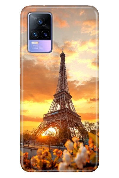 casetube جراب Vivo V21 مقاس 6.44 بوصة من السيليكون المرن المتوافق مع غطاء Eiffel