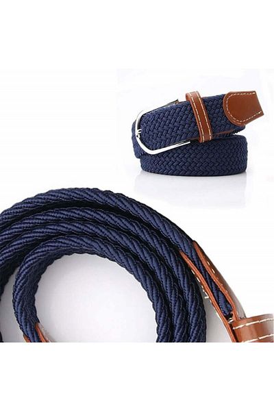 PUFO Curea elastică marinarească pentru bărbați 120-130 x 3,5 cm, reglabilă, albastră