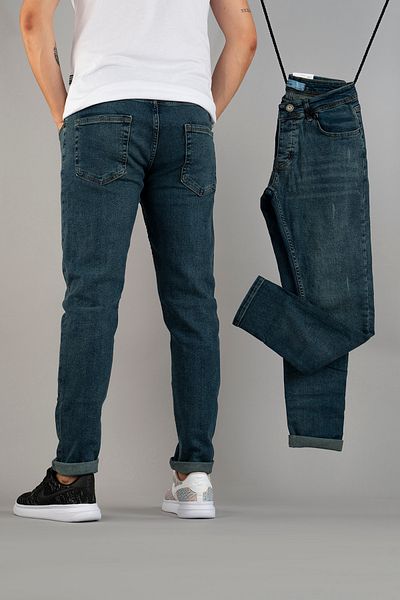 bombe Ανδρικό Slim Fit Στενό Κόψιμο Νυχιών Τζιν Παντελόνι Μπλε