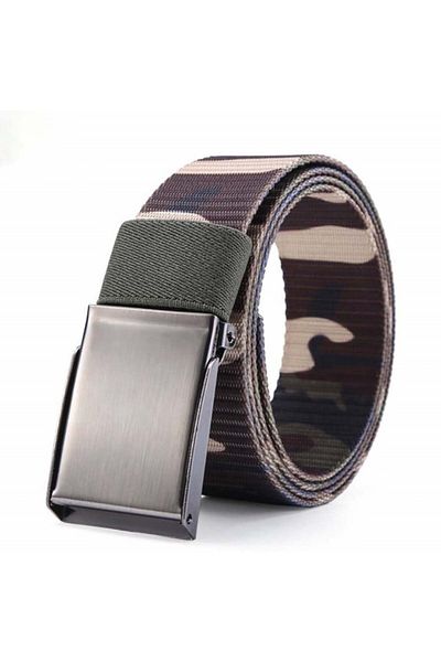 PUFO Army Force Belt For Men 3.8 X 120 Cm, Adjustable, Camouflage, Brown