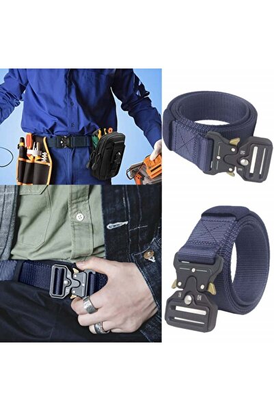 PUFO Centură tactică de luptă pentru bărbați 3,8 x 123 cm, durabilă, albastră