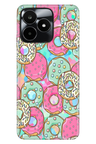casetube حافظة Realme C53 (RMX3760) متوافقة مع نمط السيليكون الملون TPU UV Donut