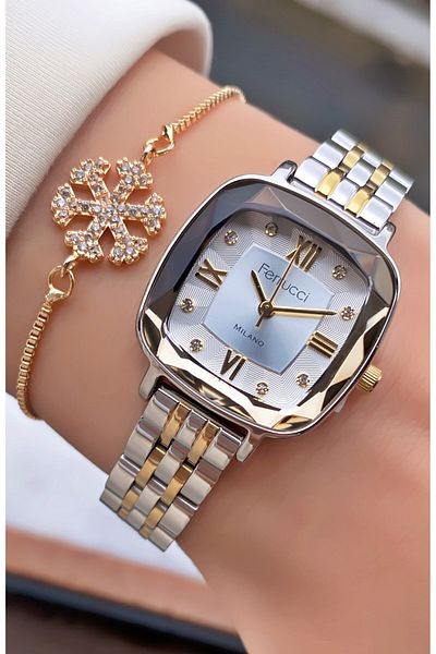 Ferrucci Milano Women's Wristwatch Set with Stone Infinity & Waterway Bracelet Special Gift Box