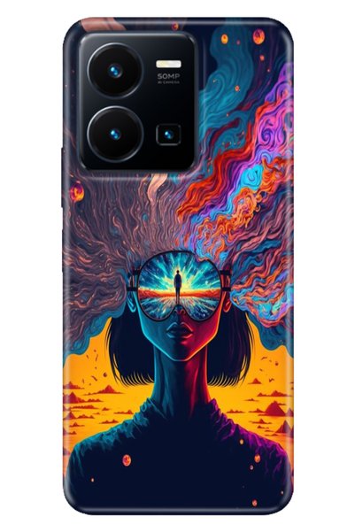 casetube حافظة Vivo Y22S -Y35 ملونة من مادة TPU UV مطبوع من السيليكون المزخرف
