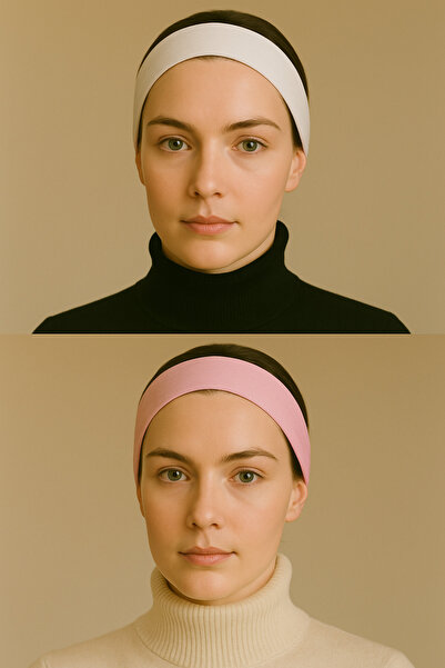 AGAPI Set de 2 Bandana Roz și Albă Pilates Bandă pentru cap