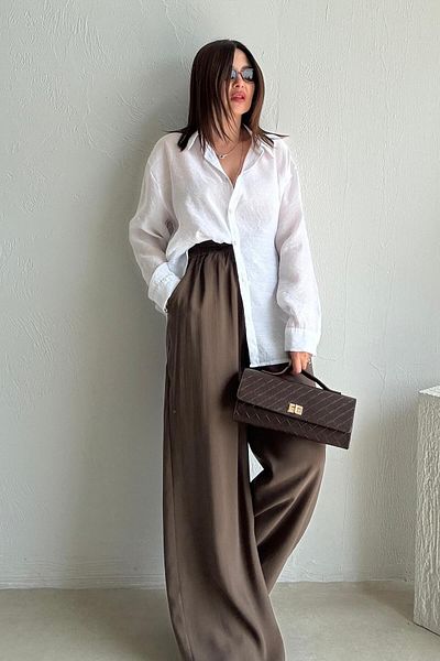 ELVAN TOLON Bitter Brown Comfort Woven Trousers