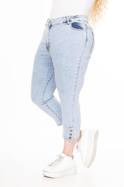 EYLÜLXXL Women's Plus Size Leg Buttoned Denim Pants
