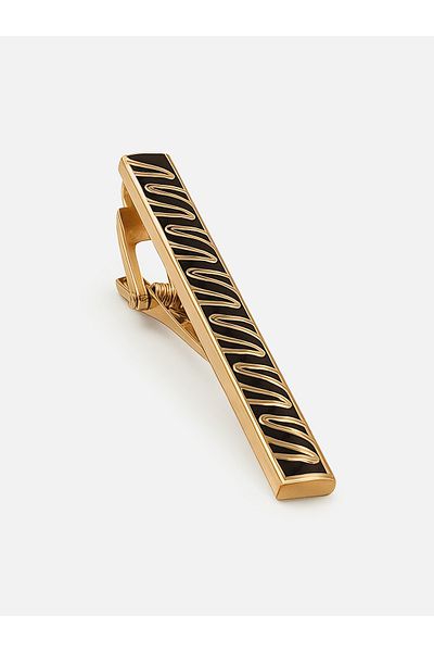 Milleniva Zigzag Pattern Gold Tie Clip