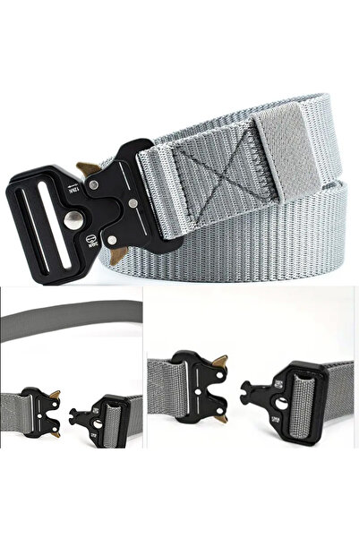 PUFO Tactical Combat belt for men 3.8 x 123 cm, durable, light gray