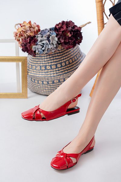 Santamarina Della Red Patent Leather Women's Ballerinas - Low Heeled Shoes