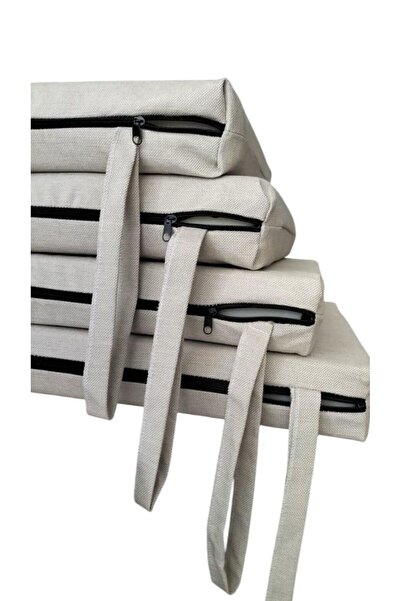 mc.pierobaby Mc.Pi̇erobaby Chair Cushion Seat Cushion Waterproof Easy to Clean Linen Fabric 4 Pieces Cream