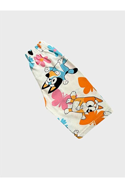 ALİŞ KİDS Set de pijamale de vară cu mânecă scurtă pentru fete, din bumbac, de culoare albă, cu modele albastre