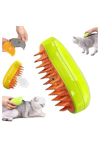 SYN AKSESUAR 2-Piece Cat & Dog Washing Brush Comb, Adhesive Avocado Cat Grass Ball Toy