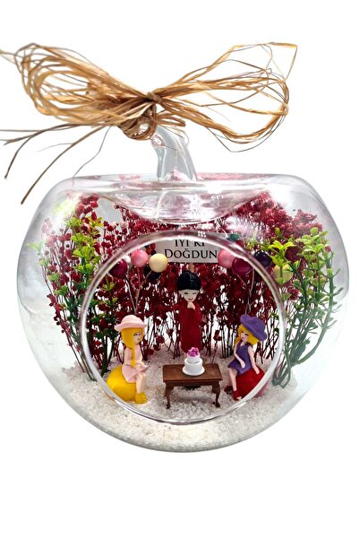 maya sanat Teraryum Elma Cam Fanus Iyi Ki Doğdun Mutlu Yıllar Canım Arkadaşım , Arkadaşa Hediye.