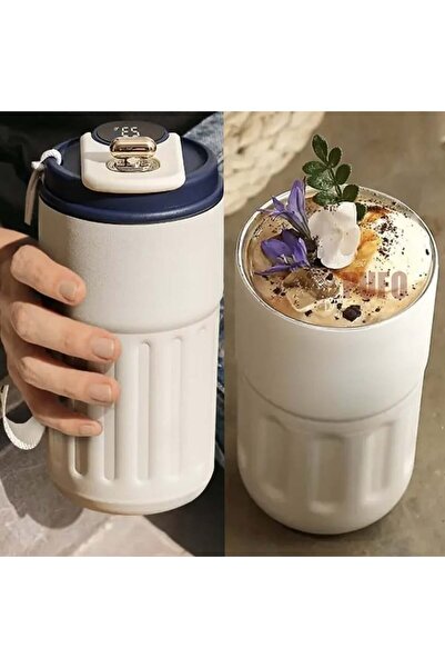 PUFO Luxury thermos mug with LED temperature indicator, 400 ml, blue