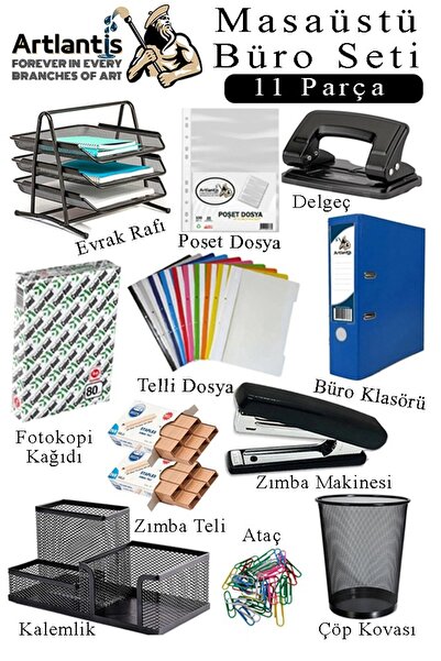 Artlantis Set de birou pentru birou, 11 piese, suport pentru documente din me...
