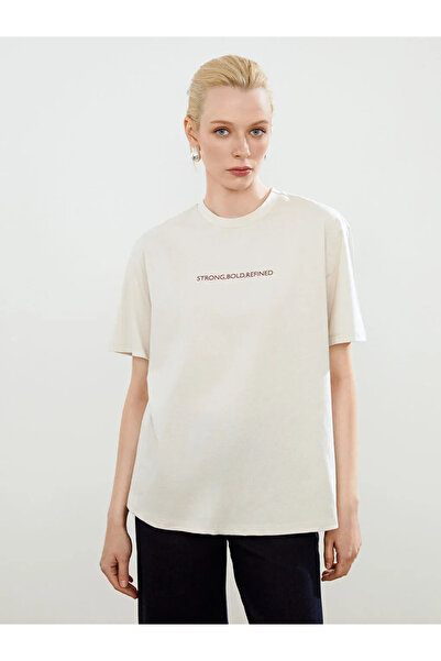 LC Waikiki Soulife Beige Crew Neck Printed Women's T-Shirt