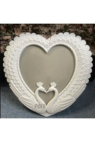 PUFO Elegant Decorative Mirror Love, 40 x 42 cm, White - Heart, Wedding & Romance