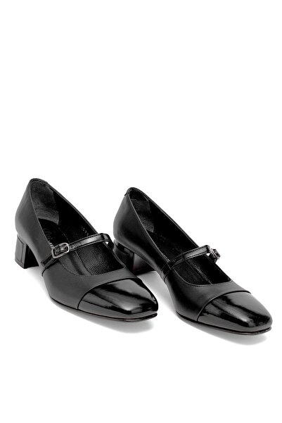 Ayakkabı Fuarı Elit Bellisa Kadın Hakiki Deri Klasik Topuklu Ayakkabı Siyah