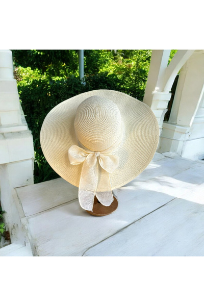 moda nokta Pălărie mare din paie crem