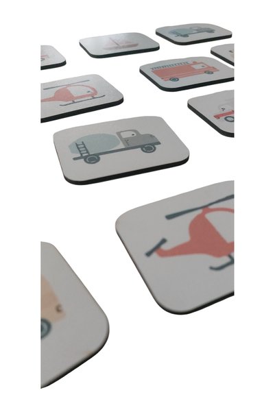 Fizello Educational and Educational Wooden Vehicle Matching Cards - Baby Kids Toy