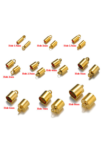 Semitree ثقب 6 مم ذهبي 20 قطعة من أغطية أطراف مجعدة من الفولاذ المقاوم للصدأ ...