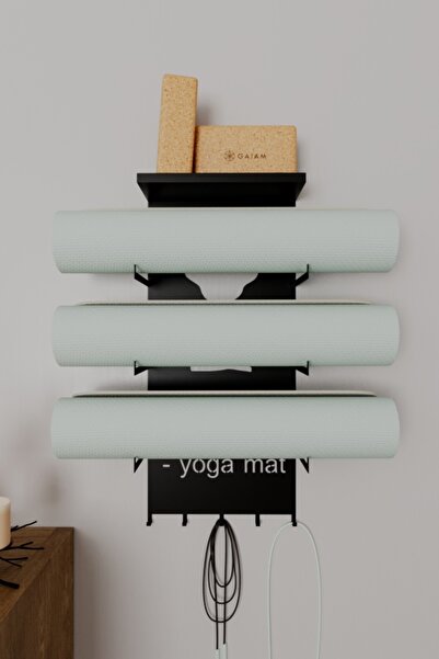 Yoga Matı Duvar Askılığı Metal Raflı Askılık Spor ve Pilates Matı Duvar Organizeri Yoga Ekipmanı
