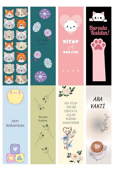sentirshop Set de 8 semne de carte - design special, semn de carte din carton Bristol de 250 gr