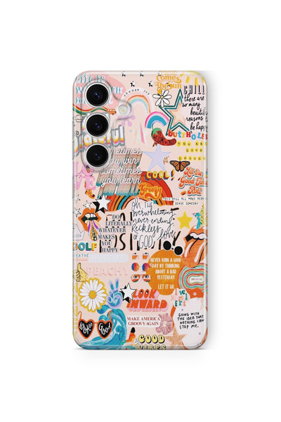 Space Star Samsung Galaxy S25 Plus Uyumlu Good Vibes Kolaj Tasarım Baskılı Şe...