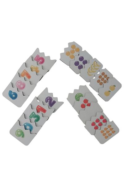Fizello Educational Tutorial Wooden Counted Matching Cards - Baby Kids Toy