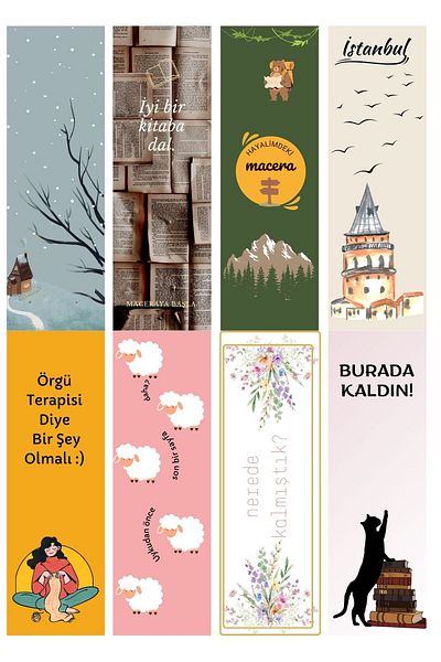 sentirshop Set de 8 semne de carte - design special, semn de carte din carton Bristol de 250 gr