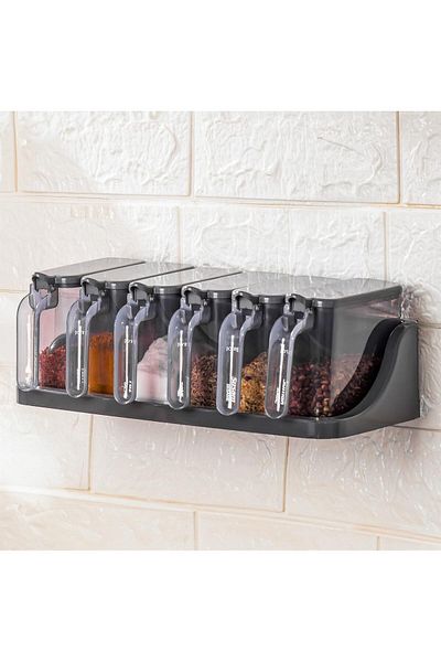 STOREMAX Lvnmblya Spice Storage Container, 6 Pieces, with Spoon, with Label Shop Deesing 224120