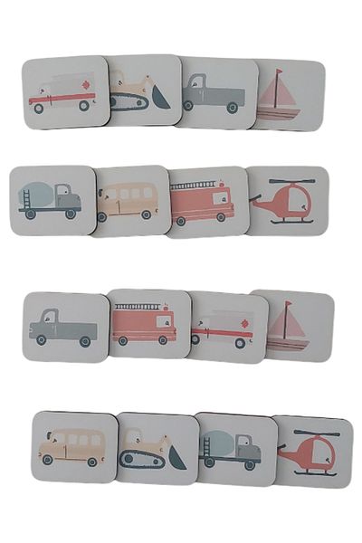Fizello Educational and Educational Wooden Vehicle Matching Cards - Baby Kids Toy