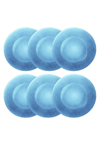 PUFO Set de 6 farfurii elegante din sticlă Pufo Luxury pentru desert, aperitive, 31 cm, albastre