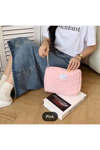 synshop Pink Women's Hand Portfolio Bag Floral Soft Zipper