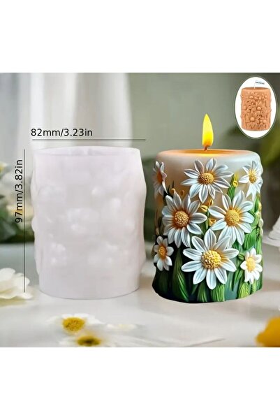 MODA Papatya Desenli Silikon Kalıp – El Yapımı Mum, Sabun, Kokulu Taş ve Beto...