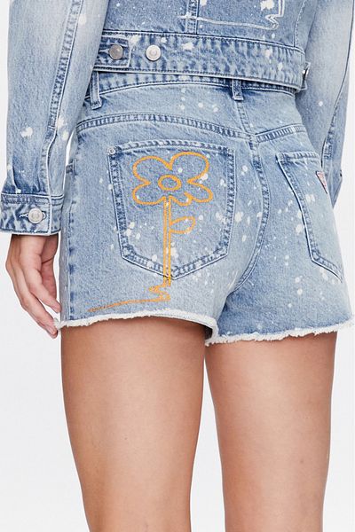 Guess Pantaloni scurti Guess Mom W3GD26 Alb/Albastru deschis 25 US