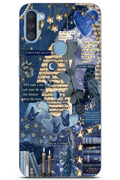 moonset Samsung Galaxy A11 / M11 Uyumlu Kolaj Tasarımlı Baskılı Şeffaf Telefo...